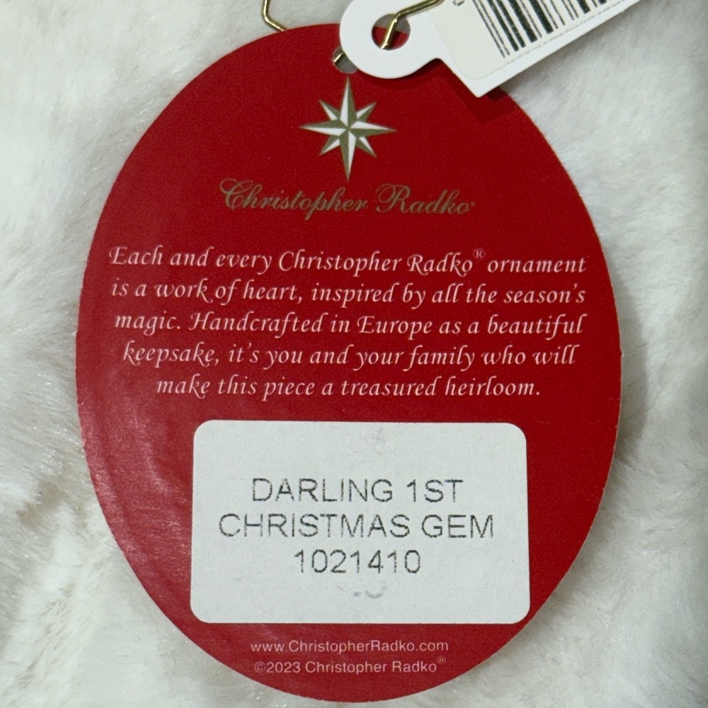 NWT🎄Christopher Radko Baby's First Christmas Darling 1ST Christmas Gem - Picture 6 of 6